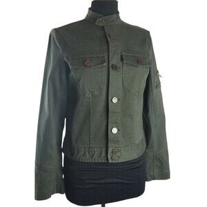 Tommy Hilfiger Stretch Military Army Green Denim Jean Jacket Women's XS Size 4